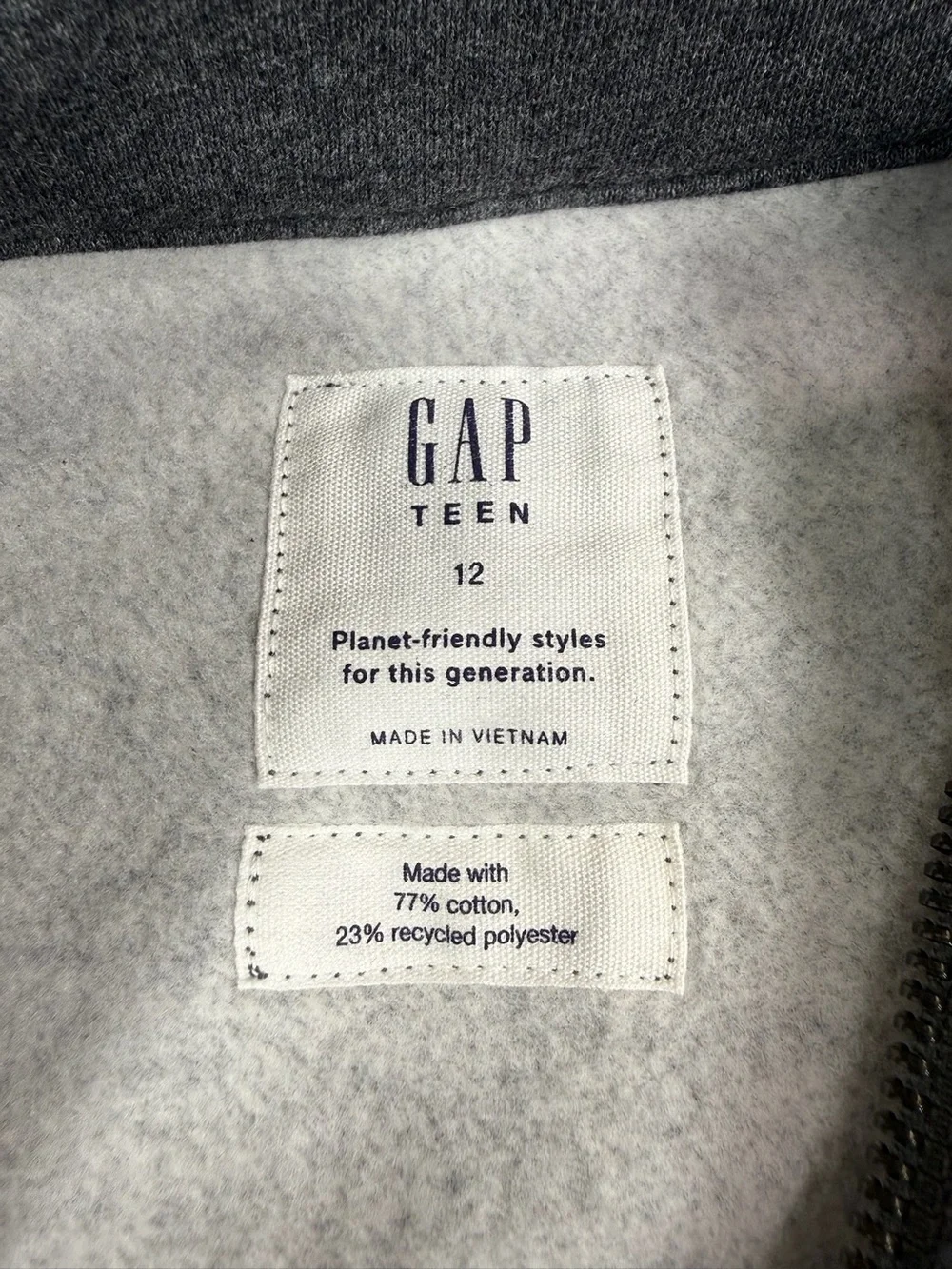 NWT GAP Teen Half Zip Pullover Sweatshirt Size 12 Charcoal Gray Fleece NEW